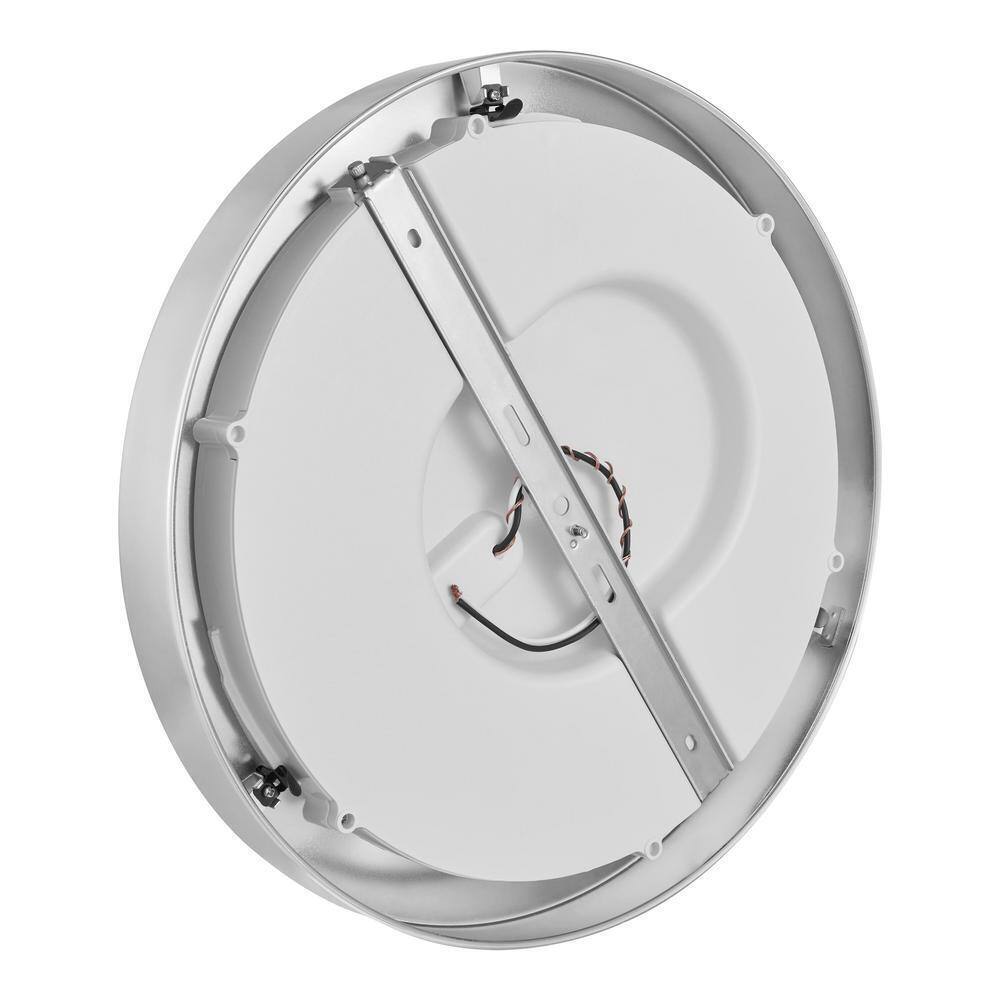 Home Decorators Calloway 15 in. Polished Nickel Integrated LED 5CCT Flush Mount