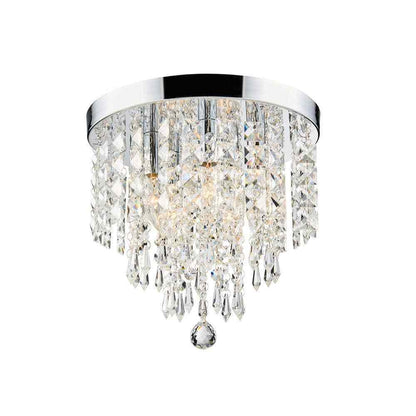Merra 11 in. 5-Light Chrome Flush Mount Chandelier with K9 Crystals