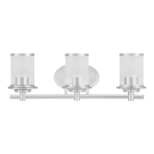 Hampton Bay 23.25 in. Truitt 3-Light Chrome Vanity Light w/ Clear and Sand Glass