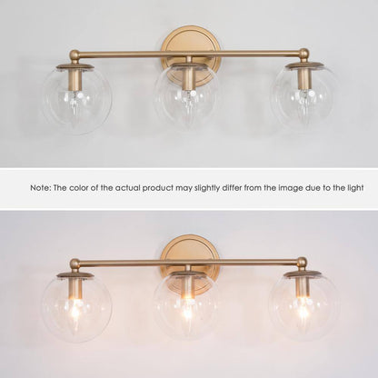 Uolfin Naomi 3-Light Brass Gold Round Powder Room Wall Sconce Light