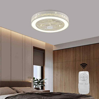 OUKANING 22 in. Modern Integrated LED White Round Semi Flush Mount Ceiling Fan
