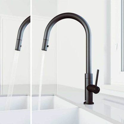 VIGO Bristol Single Handle Pull-Down Sprayer Kitchen Faucet in Matte Black