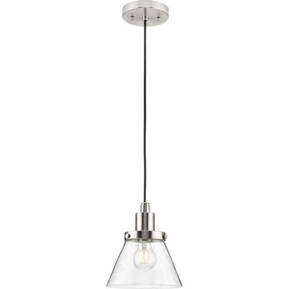 Progress Lighting Hinton 8" Brushed Nickel Pendant w/ Clear Seeded Glass Shade