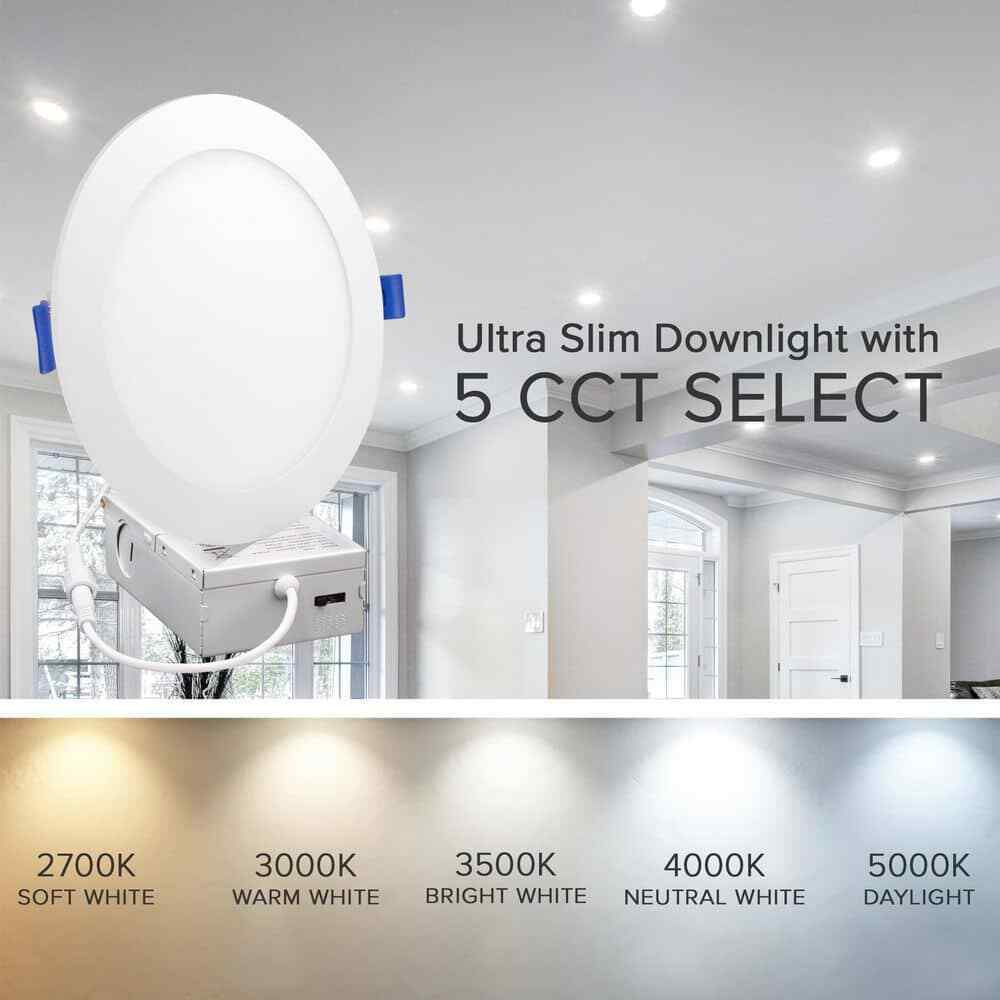 Maxxima 6 in. Slim Round 2700K to 5000K IC Rated Canless Recessed LED Kit
