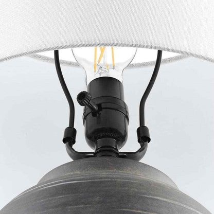 Hampton Bay Hookston Black 18 in. Ceramic Table Lamp with White Fabric Shade