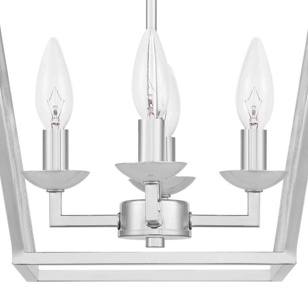 Home Decorators Weyburn 16.5 in 4-Light Polished Chrome Lantern Semi-Flush Mount