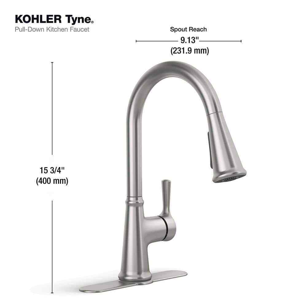 KOHLER Tyne Single-Handle Pull-Down Sprayer Kitchen Faucet in Vibrant Stainless