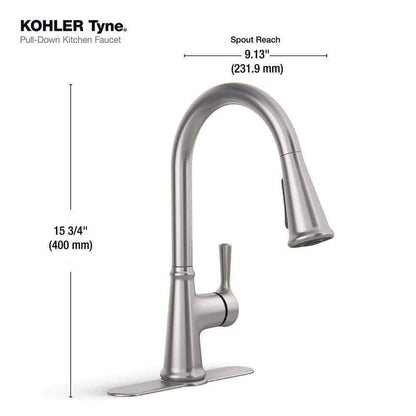 KOHLER Tyne Single-Handle Pull-Down Sprayer Kitchen Faucet in Vibrant Stainless
