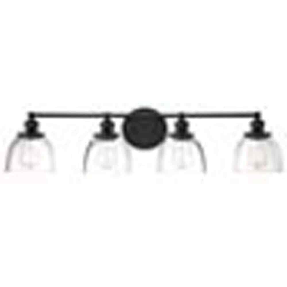 Home Decorators Evelyn 37.5 in. 4-Light Matte Black Modern Bathroom Vanity Light