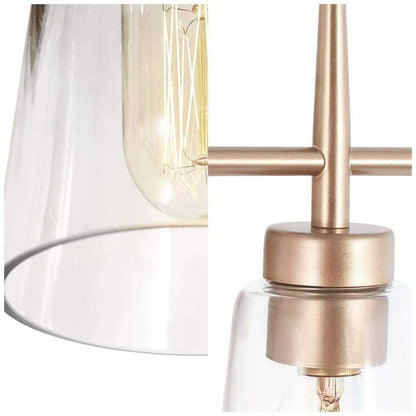 Uolfin Gold Bell 2-Light Modern Powder Room Vanity Light with Clear Glass Shades