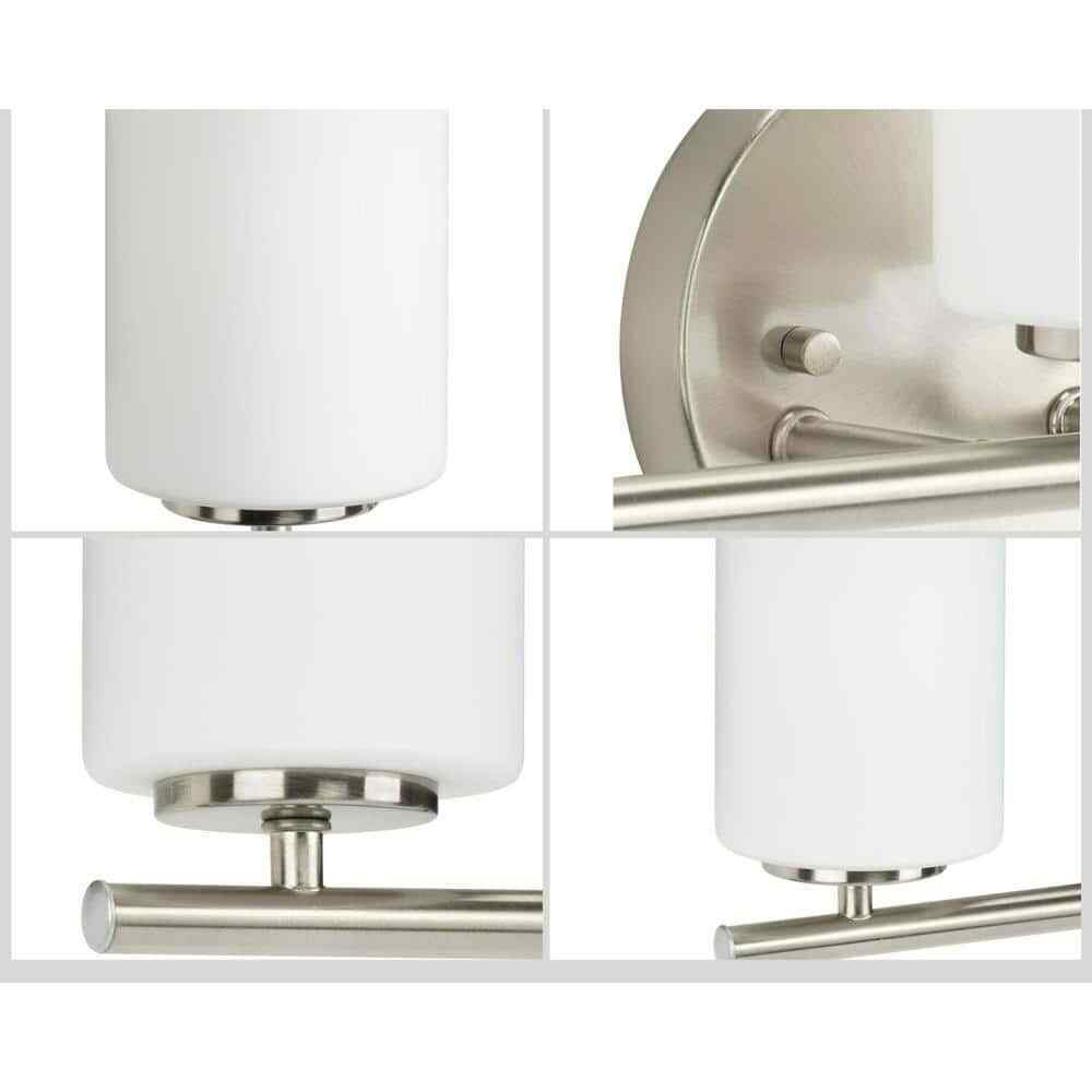 Progress Lighting Replay 13 in. Brushed Nickel Etched White Glass Vanity Light