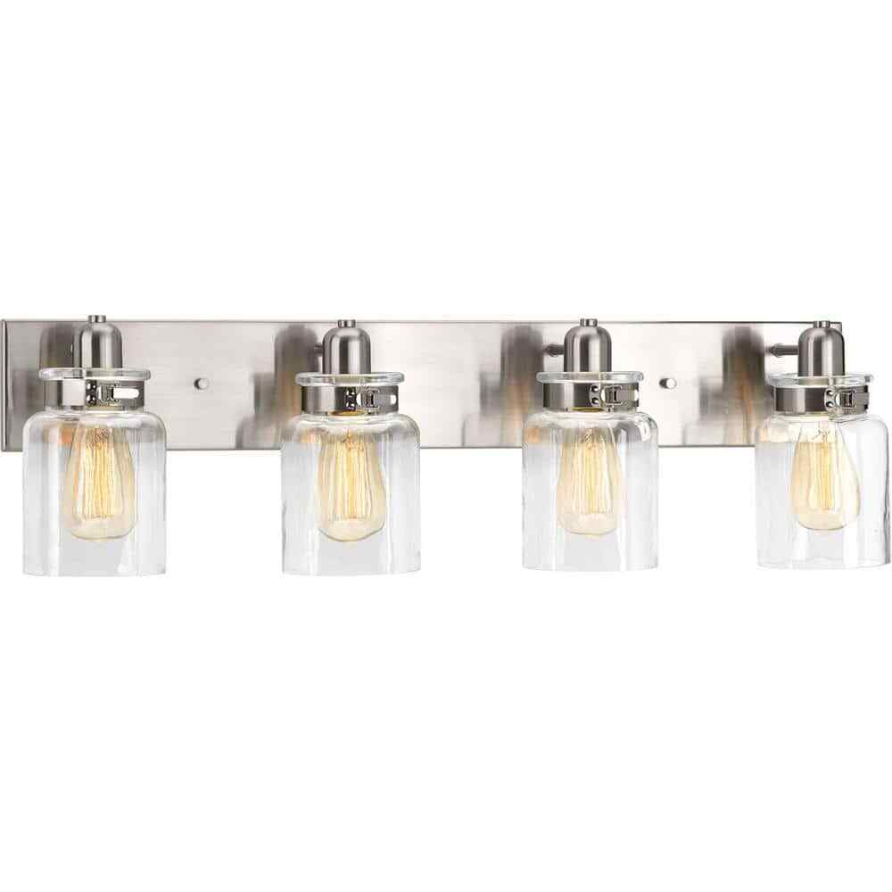 Progress Lighting Calhoun 4-Light Brushed Nickel Clear Glass Vanity Light