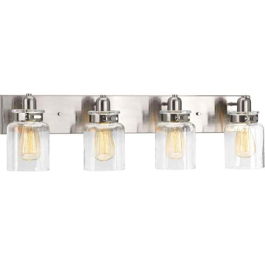 Progress Lighting Calhoun 4-Light Brushed Nickel Clear Glass Vanity Light