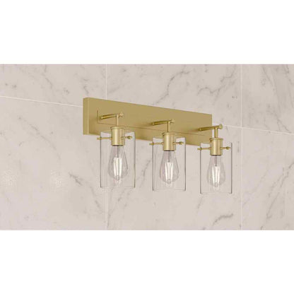 Hampton Bay Regan 21 in. 3-Light Brushed Gold Vanity Light w/ Clear Glass Shades