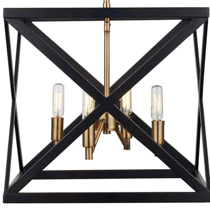 Bel Air Lighting Ackerman 4-Light Oil Rubbed Bronze Antique Brass Pendant Light