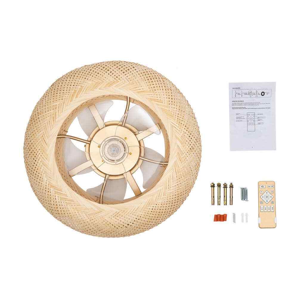 OUKANING 20 in. Gold Farmhouse 6-Speed Reversible Wind Direction Ceiling Fan