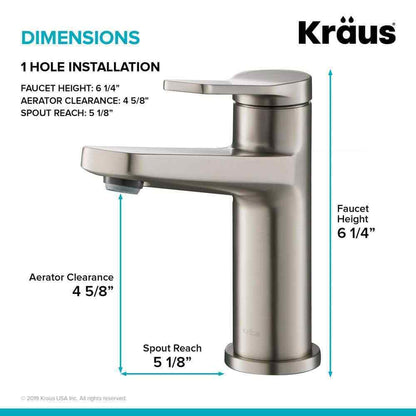 KRAUS Indy Single Hole Single-Handle Basin Bathroom Faucet in