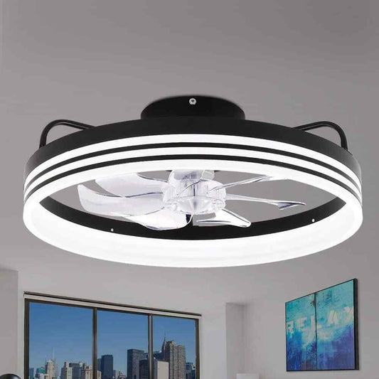 Oaks Aura 20in. LED Black Bladeless App Control Smart Low Profile Ceiling Fan