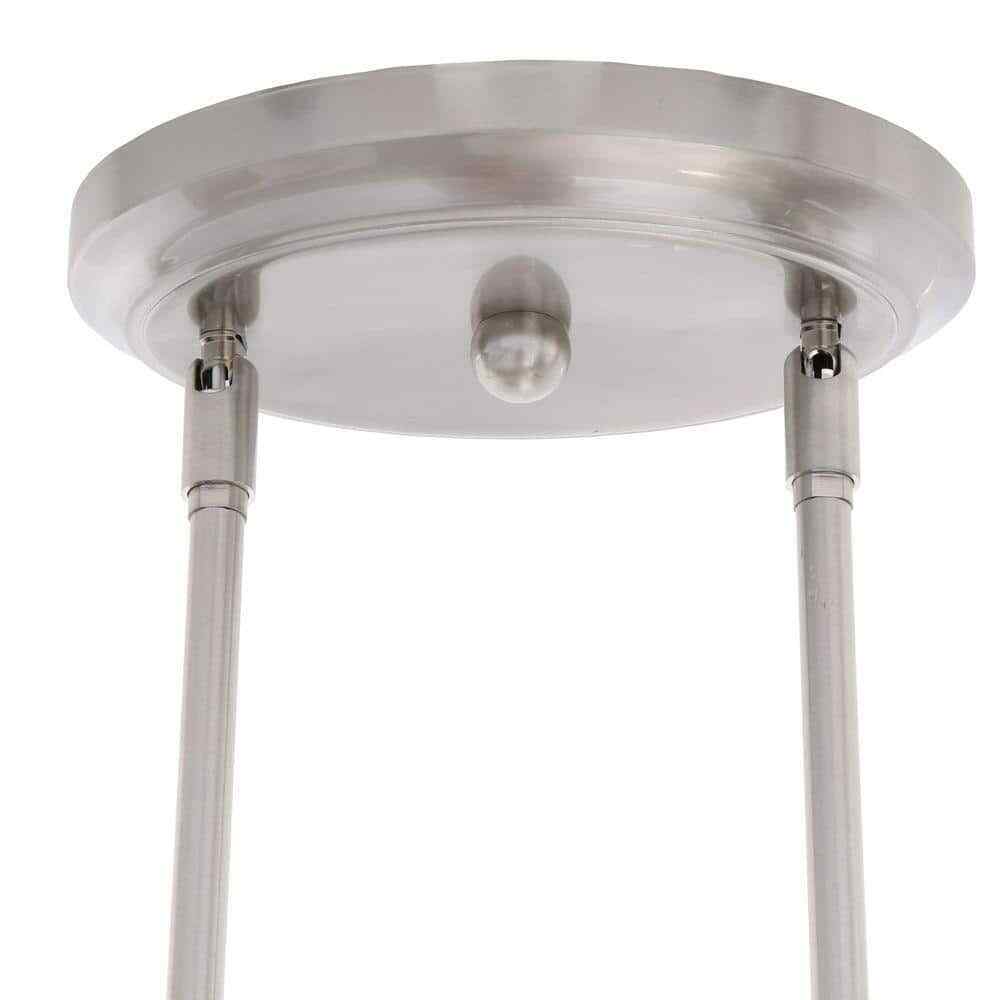 Hampton Bay Oron 3-Light Brushed Steel Island Light with White Glass Shades