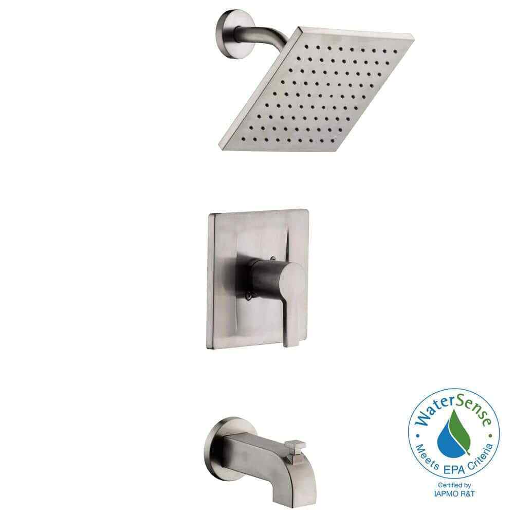 Glacier Bay Modern Tub and Shower Faucet  Brushed Nickel  Valve Included