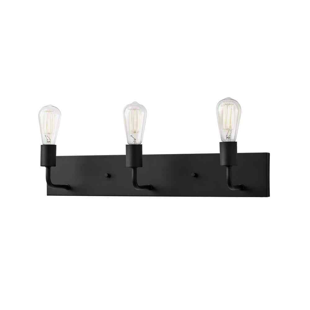 Hampton Bay Northvale 24 in. 3-Light Matte Black and Brass Bathroom Vanity Light