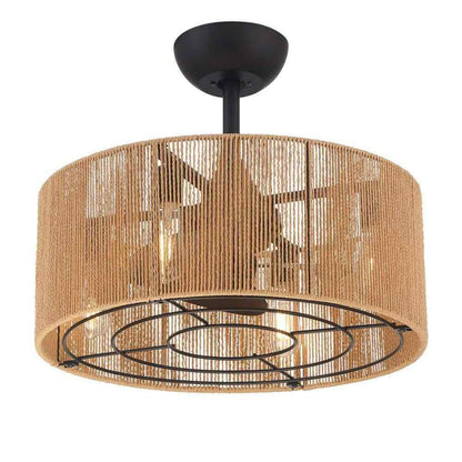 Hampton Bay Montabel 22 in. Indoor Matte Black and Natural Ceiling Fan w/ Remote