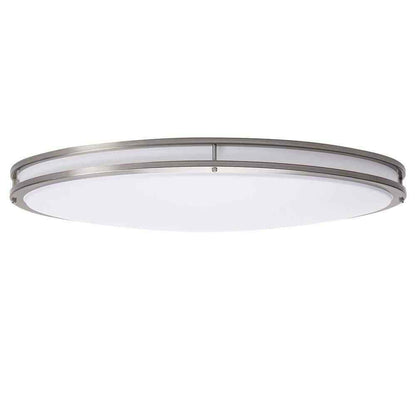 Hampton Bay 32 in. Oval 1-Light Brushed Nickel Dimmable LED Flush Mount