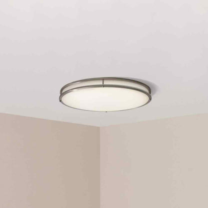Hampton Bay 24 in. Oval 1-Light Brushed Nickel Dimmable LED Flush Mount