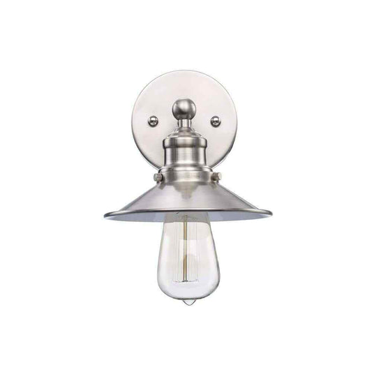 Hampton Bay Glenhurst 1-Light Brushed Nickel Indoor Wall Sconce w/ Metal Shade