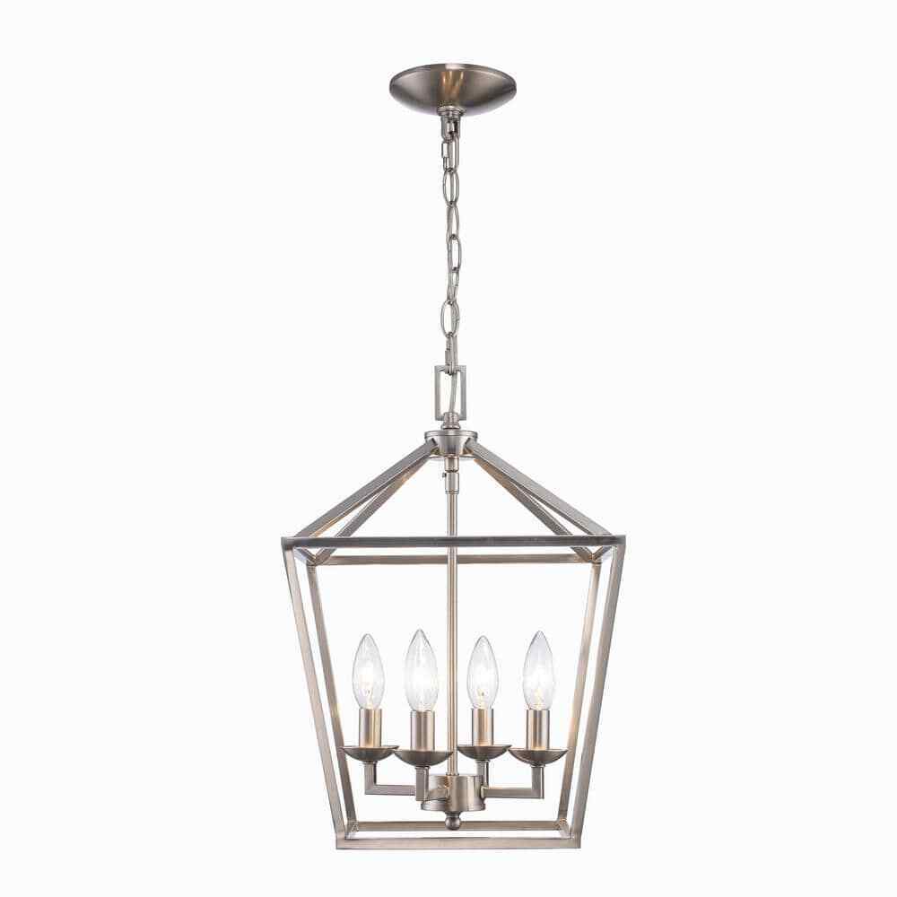 Home Decorators Weyburn 4-Light Brushed Nickel Caged Farmhouse Chandelier