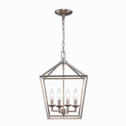 Home Decorators Weyburn 4-Light Brushed Nickel Caged Farmhouse Chandelier