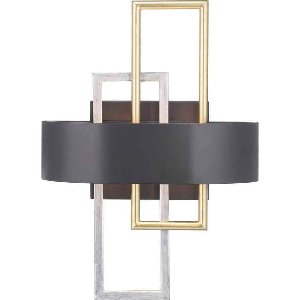 Progress Lighting Adagio Collection 2-Light Black and Gold Modern Wall Sconce