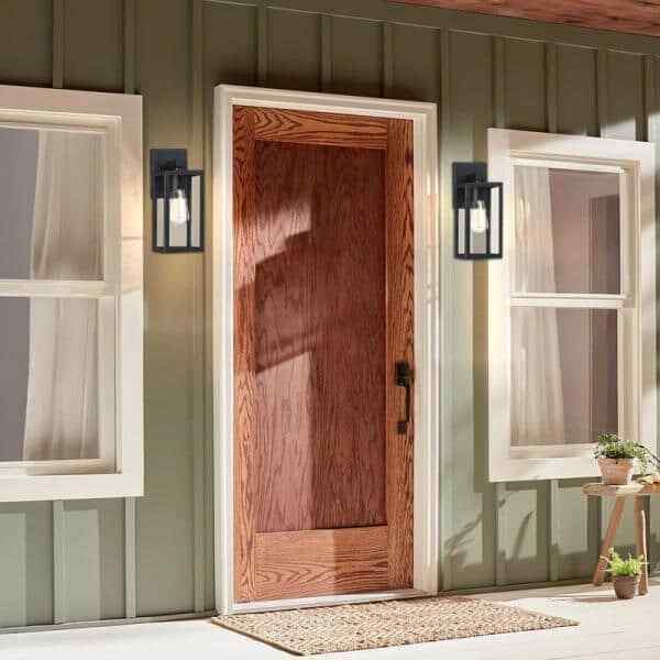 Hukoro Martin 1-Light Black Outdoor Wall Lantern Sconces 2-Pack F87702-BK
