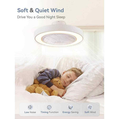 TOZING LED Indoor White Dimmable Matte Modern Cage  Ceiling Fan Light w/ Remote