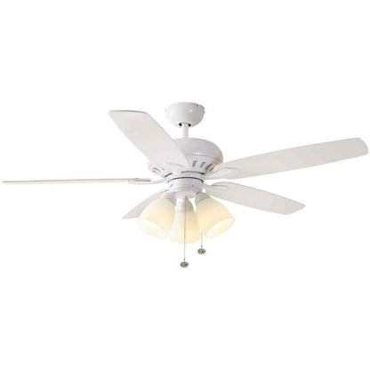 Hampton Bay Rockport 52 in. LED Matte White Ceiling Fan with Light Kit 51752