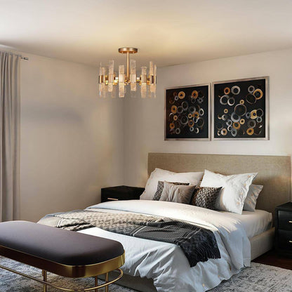 Uolfin Modern Chandelier Ceiling Light Eicy 14.2 in. 3-Light Gold Drum Mount