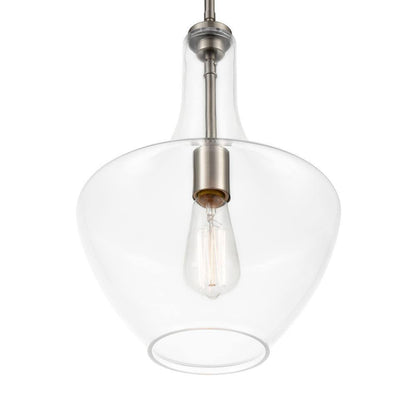 Light Society Sienna 1-Light Satin Nickel Pendant with Clear Glass Shade