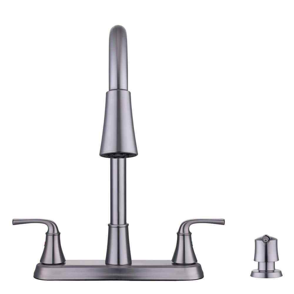 Glacier Bay Sadira Pulldown Sprayer Kitchen Faucet w/ Soap Dispenser Stainless
