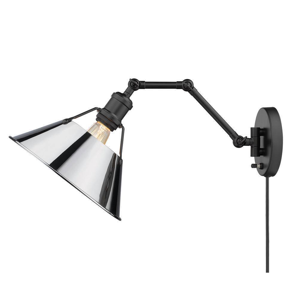 Golden Lighting Orwell 9 in. Matte Black Sconce 3306-A1W BLK-CH