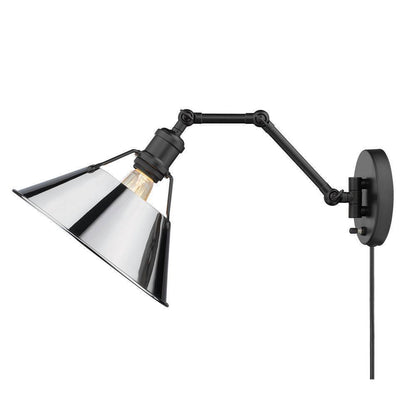 Golden Lighting Orwell 9 in. Matte Black Sconce 3306-A1W BLK-CH