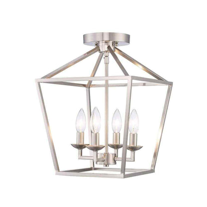 Home Decorators Weyburn 16.5 in. 4-Light Brushed Nickel Semi-Flush Ceiling Light
