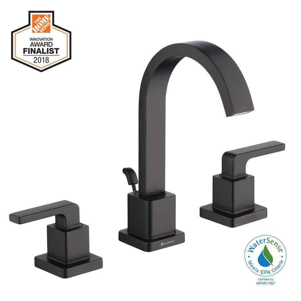 Glacier Bay Farrington 8 in. Widespread High-Arc Bathroom Faucet in Matte Black