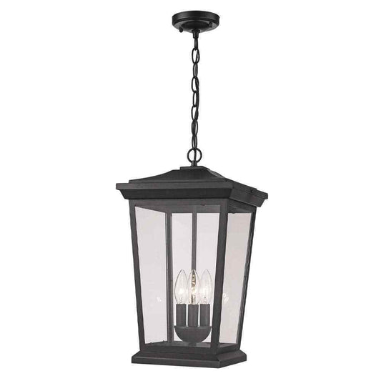 Bel Air Lighting Turlock 3-Light Black Hanging Outdoor Pendant Light Fixture