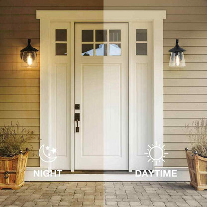 LNC Modern Frosted Black Porch Outdoor Wall Sconce 1-Light Exterior Lantern