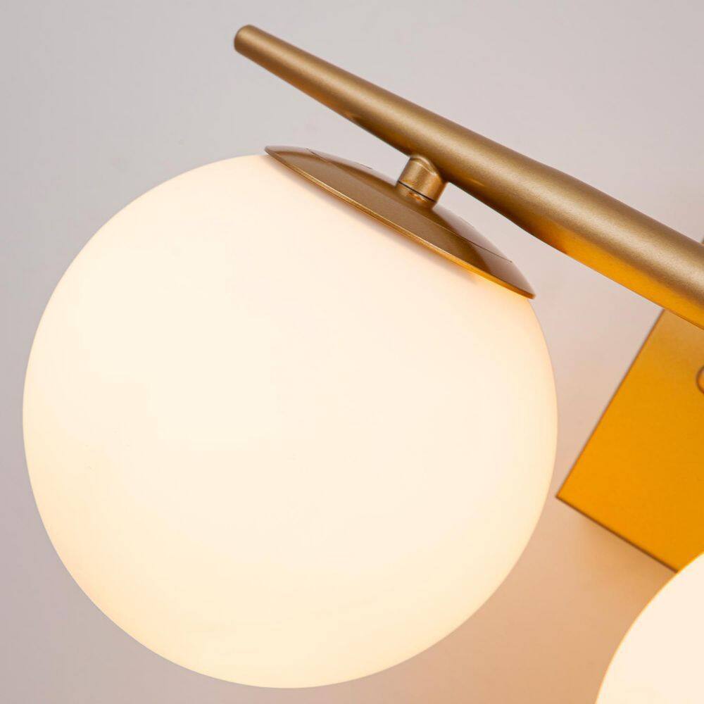 RRTYO Kara 21.97 in. 3-Light Gold Vanity Light with Milky White Glass Ball Shade