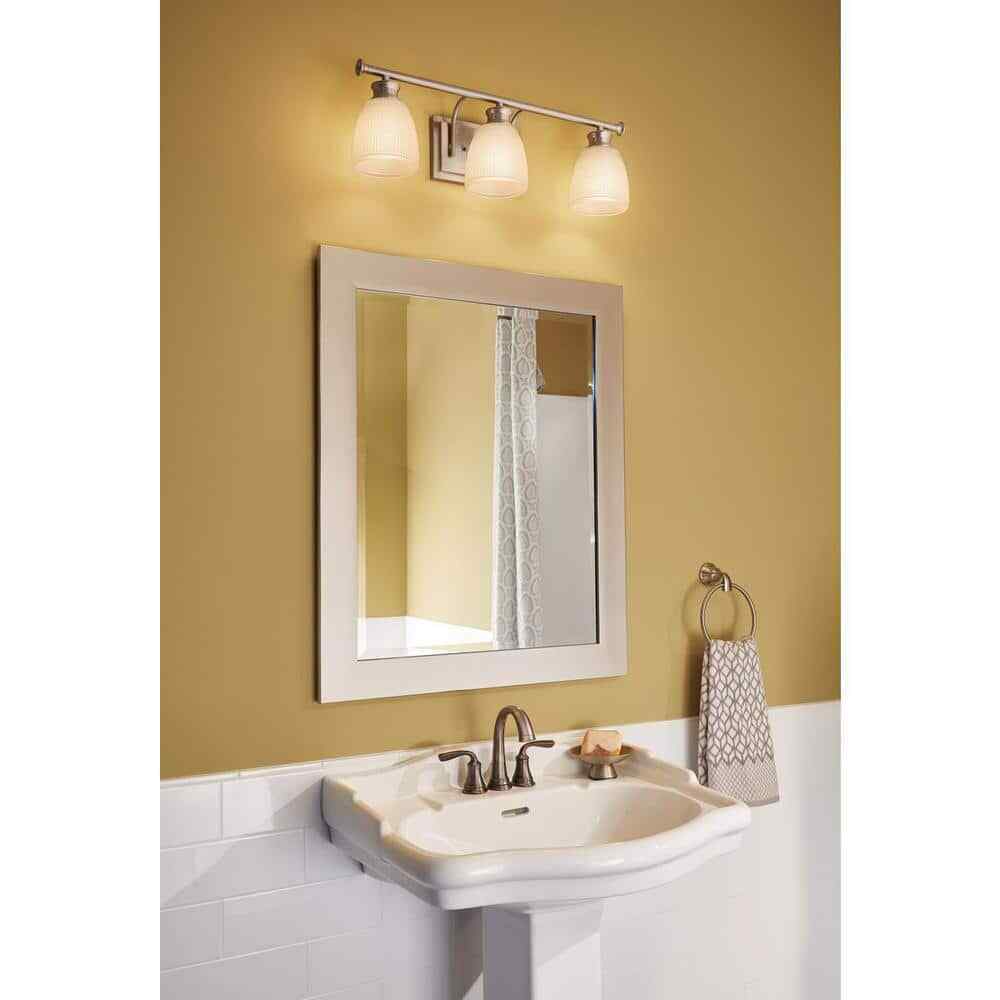 Progress Lighting Lucky 3-Light Brushed Nickel Glass Coastal Bath Vanity Light