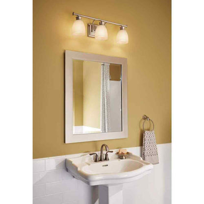 Progress Lighting Lucky 3-Light Brushed Nickel Glass Coastal Bath Vanity Light
