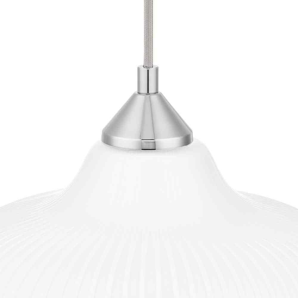 Home Decorators Pompton Chrome Light Fixture w/ White Ribbed Glass Globe Shade