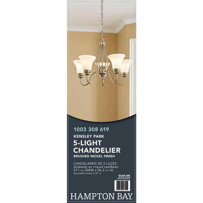 Hampton Bay Kensley Park 5-Light Brushed Nickel Hanging Candlestick Chandelier