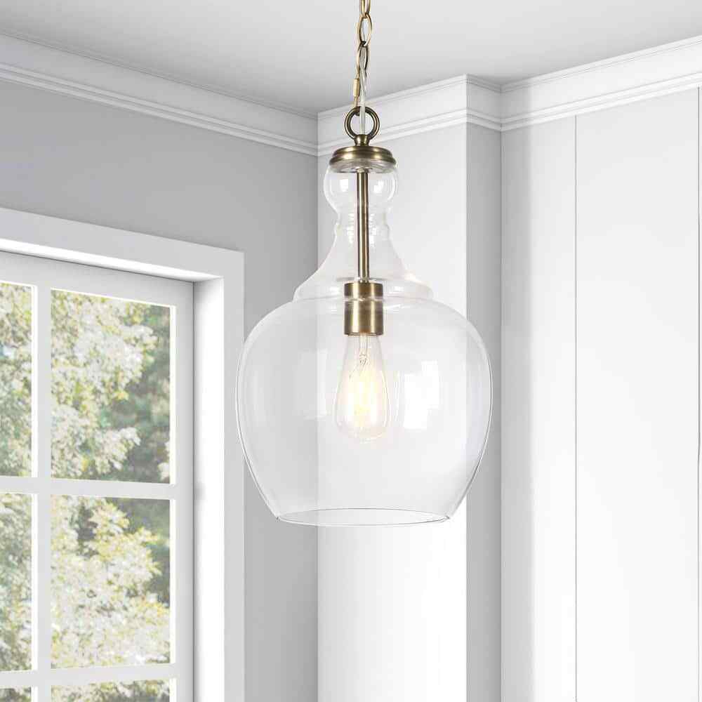 Meyer&Cross Verona 1-Light Brass Pendant with Clear Glass Shade PD0271